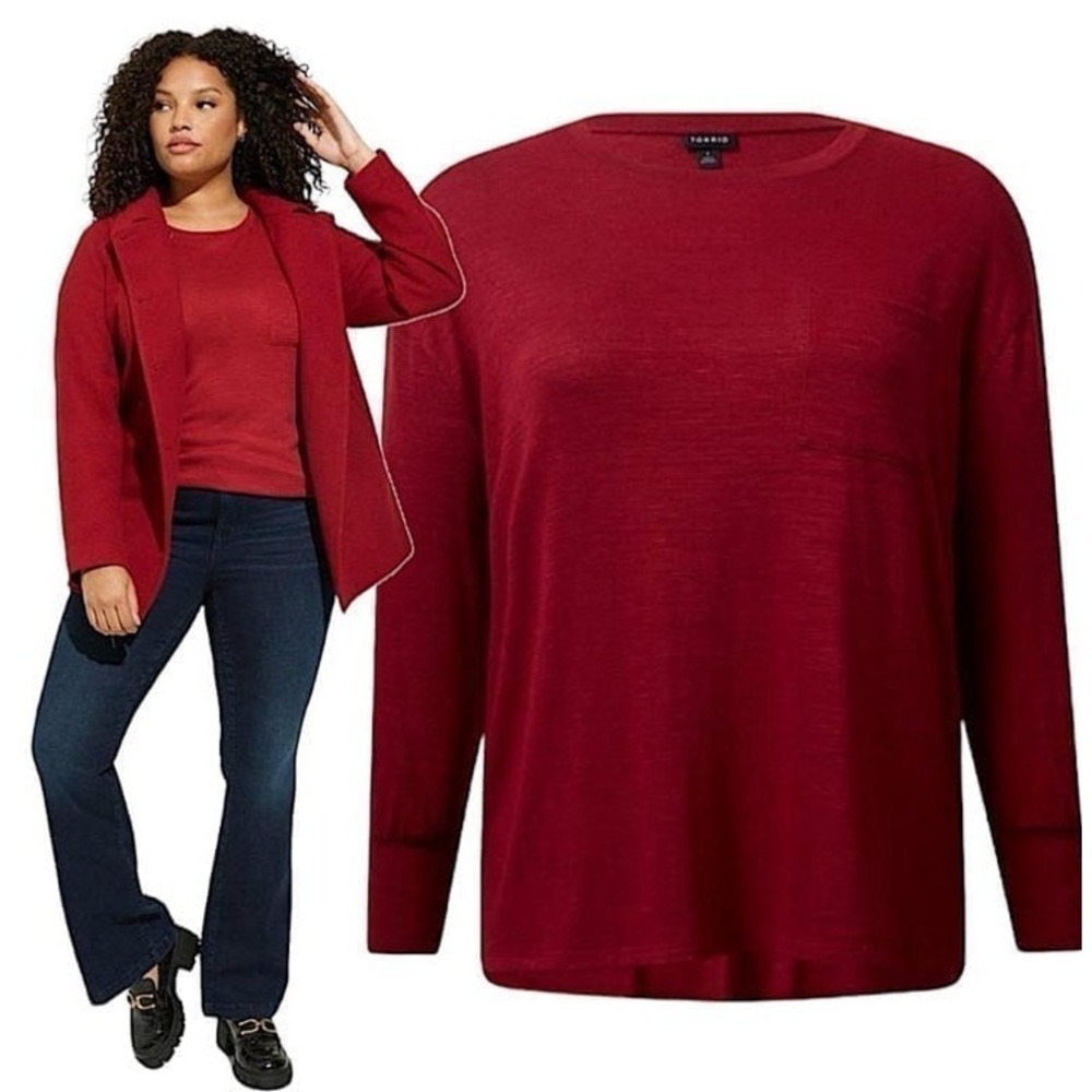 TORRID 6X Unbrushed Hacci Drop Shoulder Lightweight/Soft Pocket Sweatshirt NWT